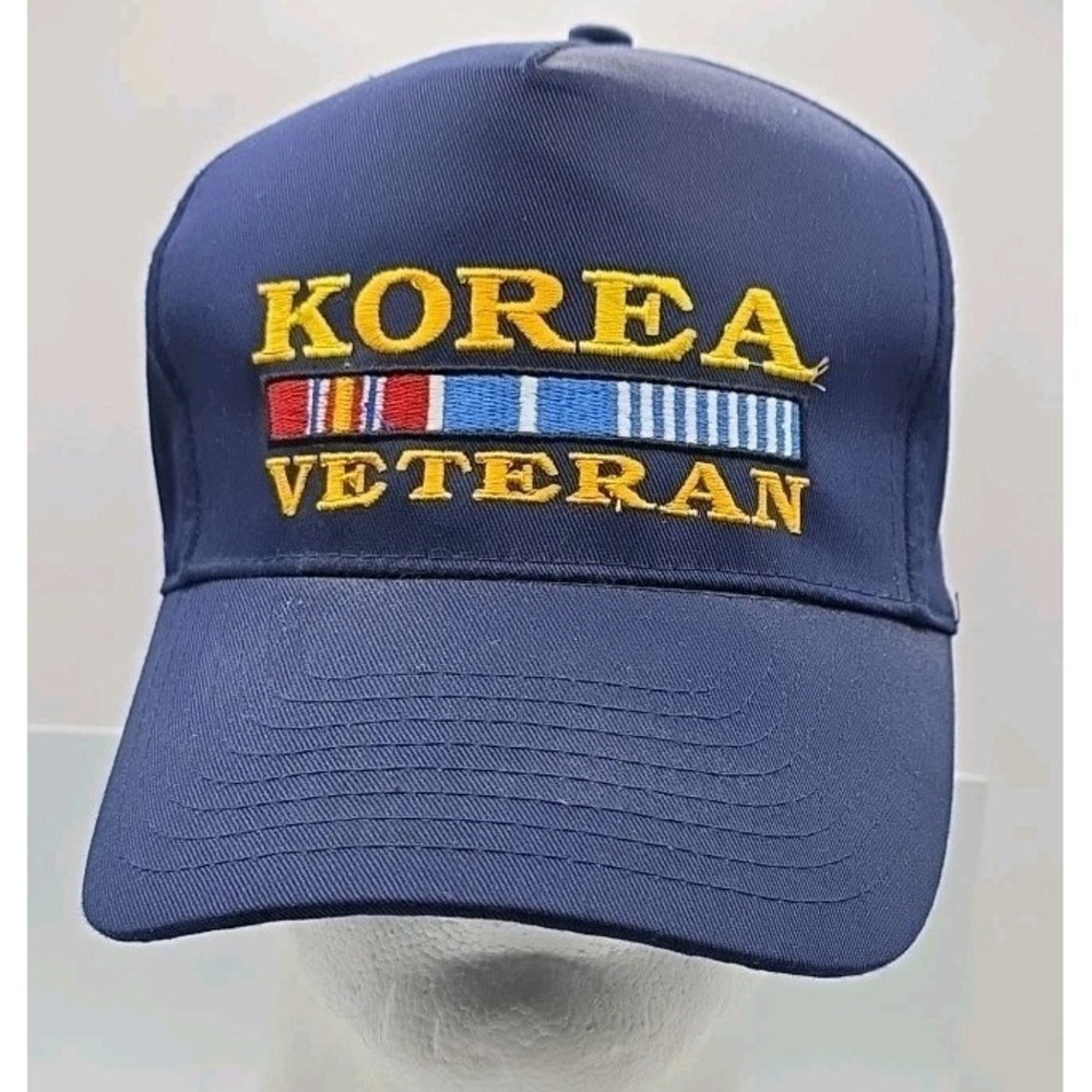 Korean War US Veteran Blue Snapback Cap Hat Embroidered Adjustable